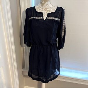 Gap size medium dress navy blue with lining long sleeve